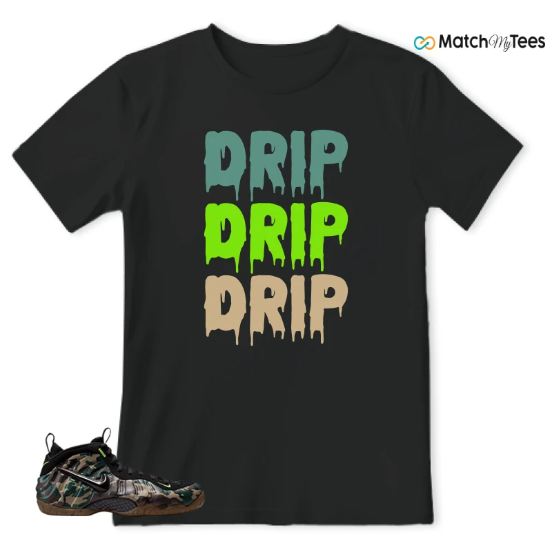 NIKE AIR FOAMPOSITE PRO GREEN CAMO SNEAKER Matching Tees t-shirt