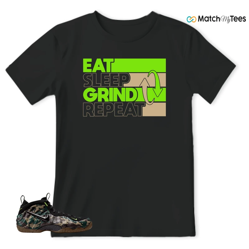 NIKE AIR FOAMPOSITE PRO GREEN CAMO SNEAKER Matching Tees t-shirt