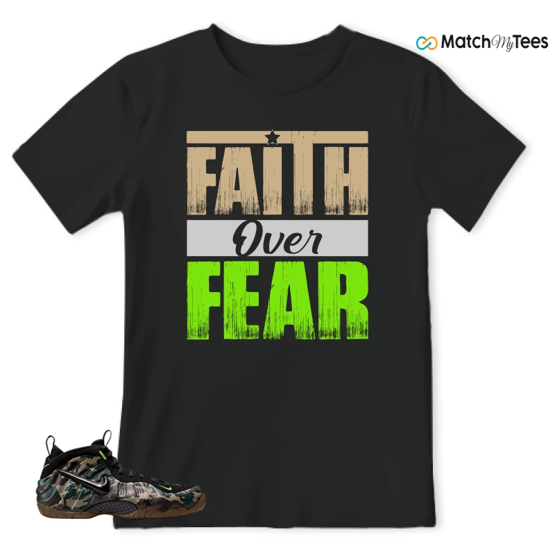 NIKE AIR FOAMPOSITE PRO GREEN CAMO SNEAKER Matching Tees t-shirt