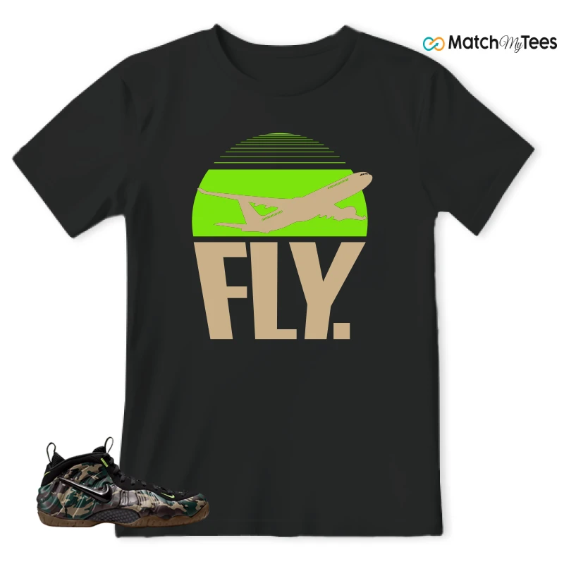 NIKE AIR FOAMPOSITE PRO GREEN CAMO SNEAKER Matching Tees t-shirt