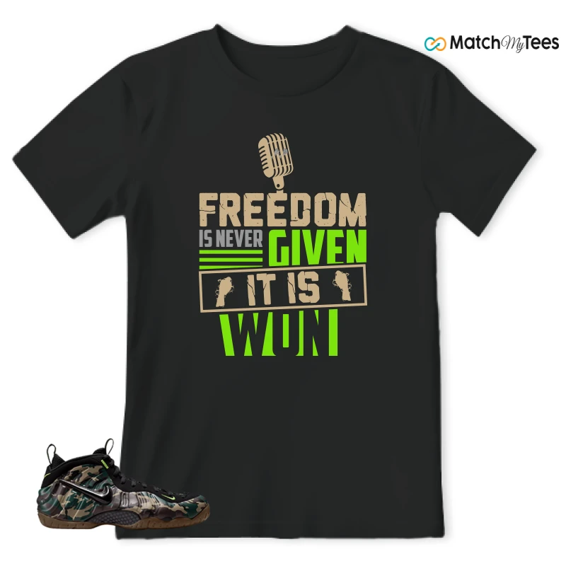 NIKE AIR FOAMPOSITE PRO GREEN CAMO SNEAKER Matching Tees t-shirt
