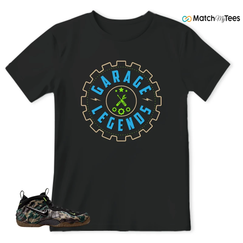 NIKE AIR FOAMPOSITE PRO GREEN CAMO SNEAKER Matching Tees t-shirt
