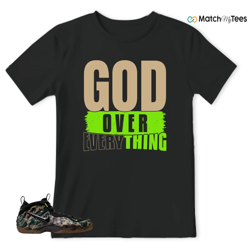 NIKE AIR FOAMPOSITE PRO GREEN CAMO SNEAKER Matching Tees t-shirt