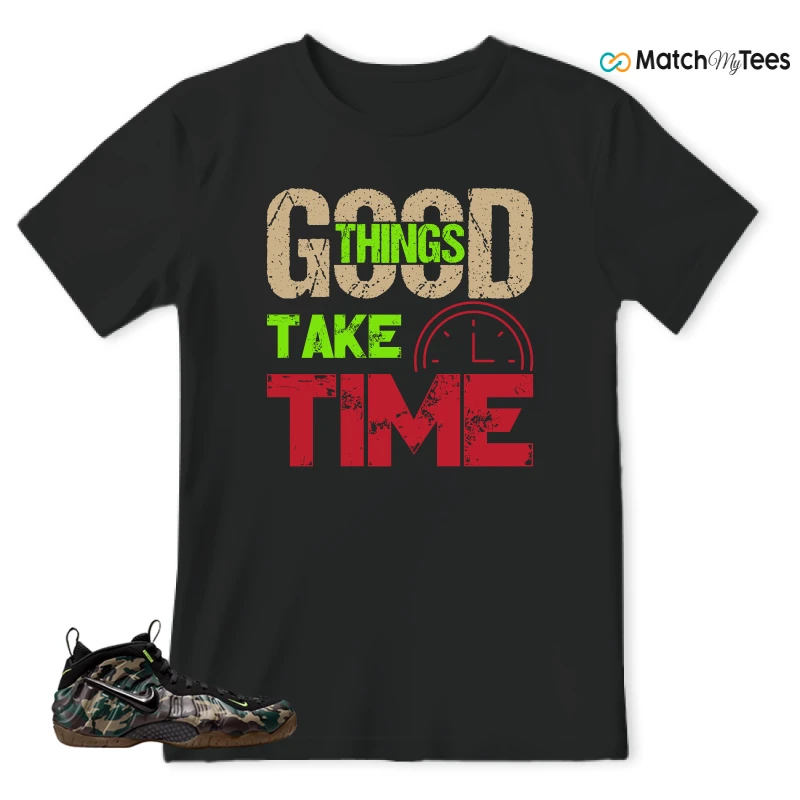 NIKE AIR FOAMPOSITE PRO GREEN CAMO SNEAKER Matching Tees t-shirt