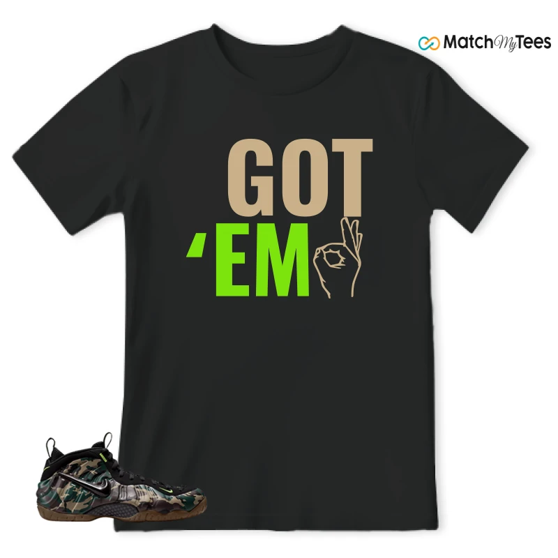 NIKE AIR FOAMPOSITE PRO GREEN CAMO SNEAKER Matching Tees t-shirt