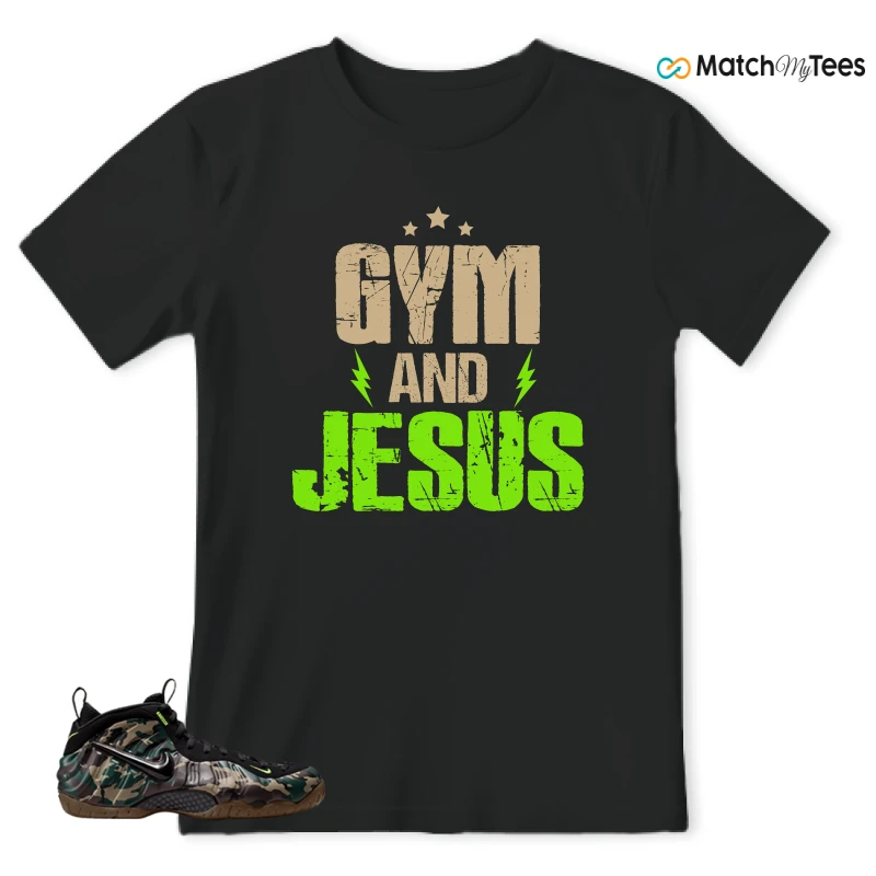 NIKE AIR FOAMPOSITE PRO GREEN CAMO SNEAKER Matching Tees t-shirt