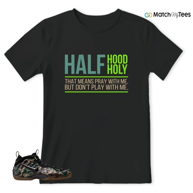 NIKE AIR FOAMPOSITE PRO GREEN CAMO SNEAKER Matching Tees t-shirt