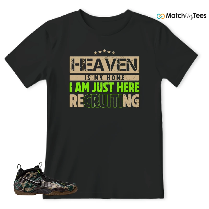 NIKE AIR FOAMPOSITE PRO GREEN CAMO SNEAKER Matching Tees t-shirt