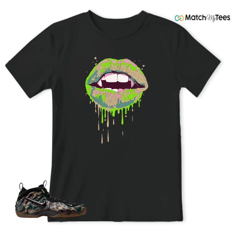 NIKE AIR FOAMPOSITE PRO GREEN CAMO SNEAKER Matching Tees t-shirt