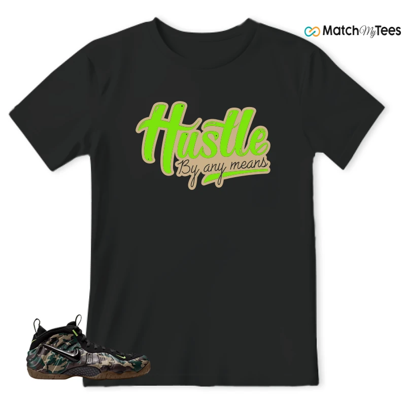 NIKE AIR FOAMPOSITE PRO GREEN CAMO SNEAKER Matching Tees t-shirt