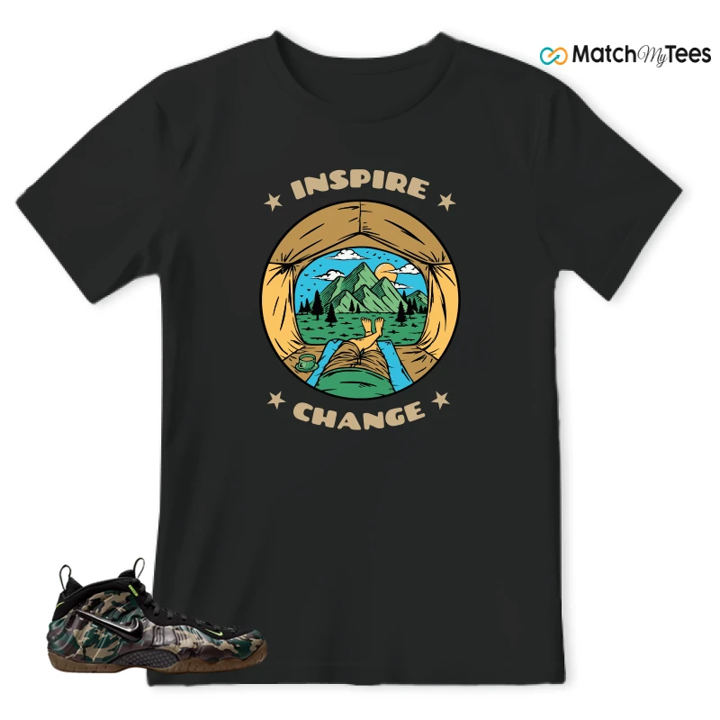NIKE AIR FOAMPOSITE PRO GREEN CAMO SNEAKER Matching Tees t-shirt