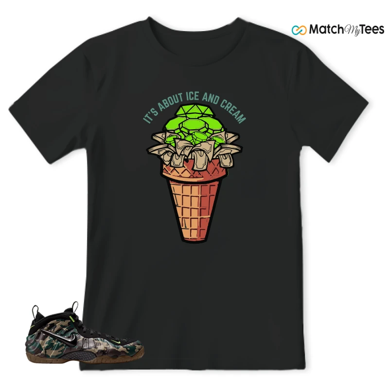 NIKE AIR FOAMPOSITE PRO GREEN CAMO SNEAKER Matching Tees t-shirt