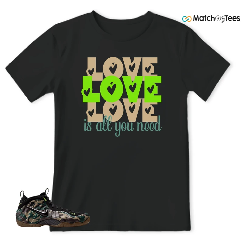 NIKE AIR FOAMPOSITE PRO GREEN CAMO SNEAKER Matching Tees t-shirt