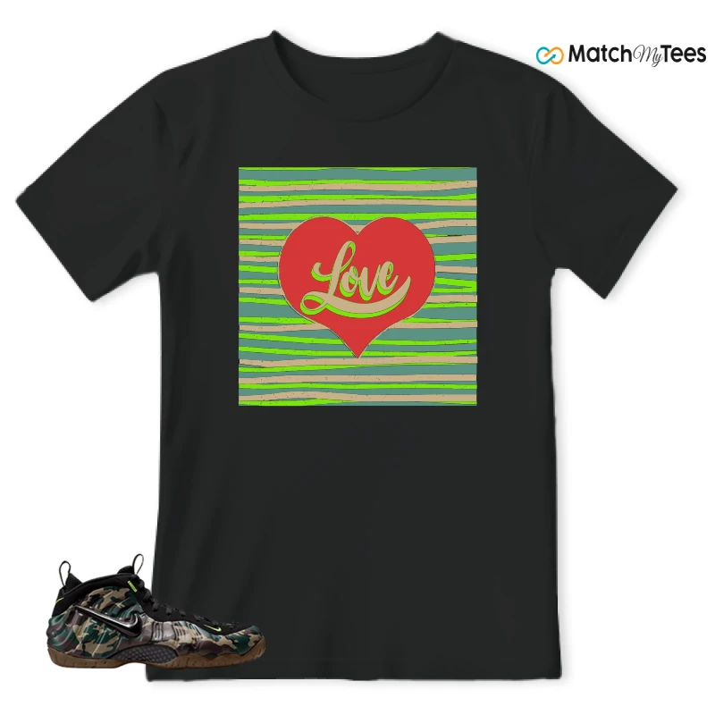 NIKE AIR FOAMPOSITE PRO GREEN CAMO SNEAKER Matching Tees t-shirt