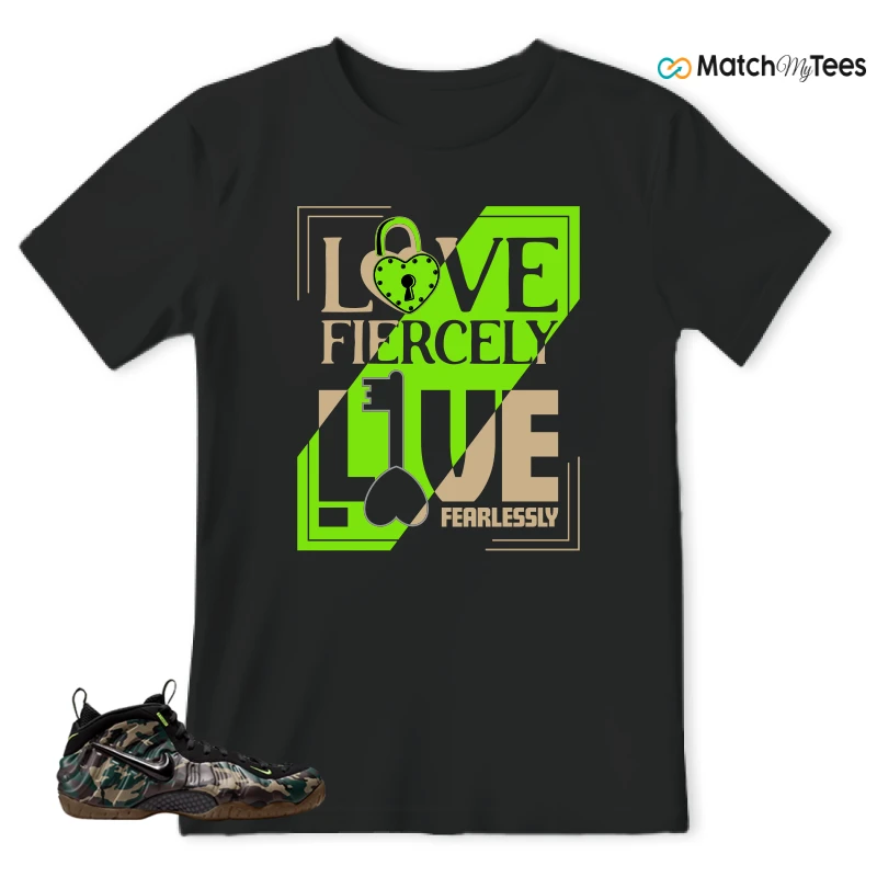 NIKE AIR FOAMPOSITE PRO GREEN CAMO SNEAKER Matching Tees t-shirt