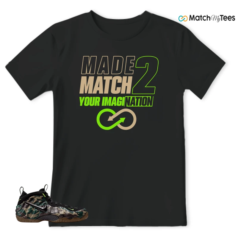 NIKE AIR FOAMPOSITE PRO GREEN CAMO SNEAKER Matching Tees t-shirt
