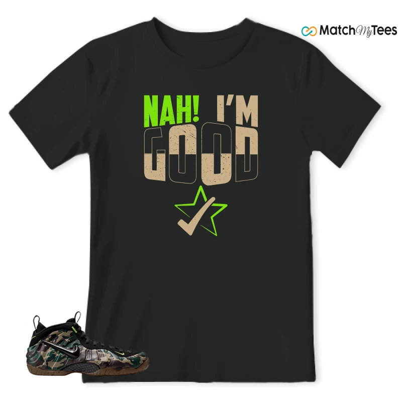 NIKE AIR FOAMPOSITE PRO GREEN CAMO SNEAKER Matching Tees t-shirt