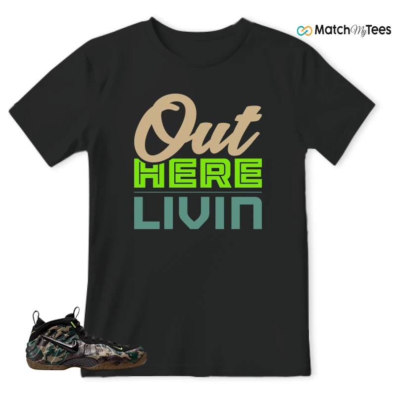 NIKE AIR FOAMPOSITE PRO GREEN CAMO SNEAKER Matching Tees t-shirt