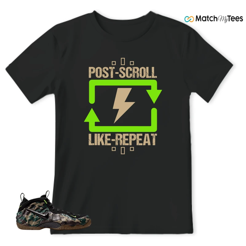 NIKE AIR FOAMPOSITE PRO GREEN CAMO SNEAKER Matching Tees t-shirt