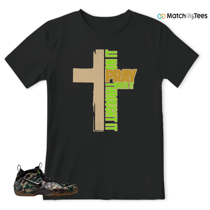 NIKE AIR FOAMPOSITE PRO GREEN CAMO SNEAKER Matching Tees t-shirt