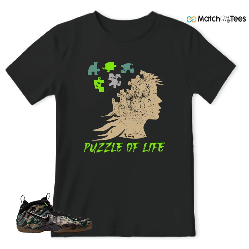 NIKE AIR FOAMPOSITE PRO GREEN CAMO SNEAKER Matching Tees t-shirt