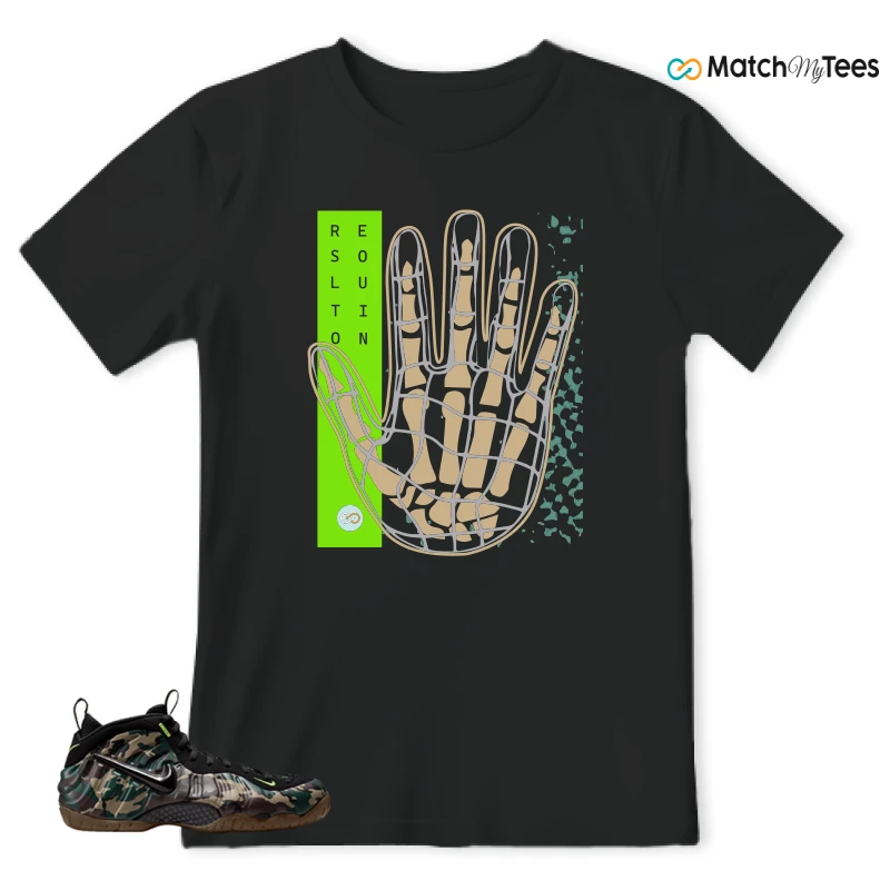 NIKE AIR FOAMPOSITE PRO GREEN CAMO SNEAKER Matching Tees t-shirt