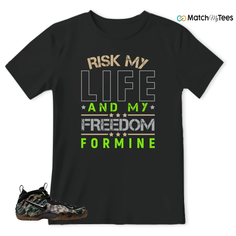 NIKE AIR FOAMPOSITE PRO GREEN CAMO SNEAKER Matching Tees t-shirt
