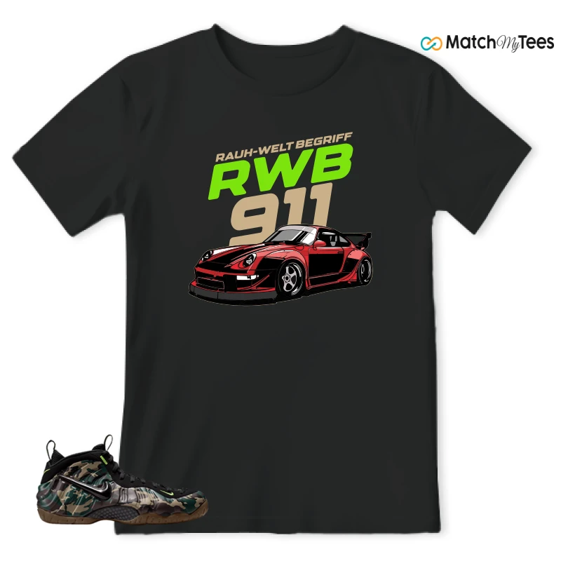NIKE AIR FOAMPOSITE PRO GREEN CAMO SNEAKER Matching Tees t-shirt