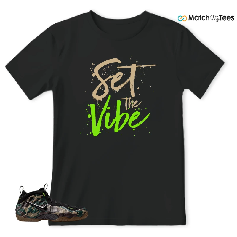 NIKE AIR FOAMPOSITE PRO GREEN CAMO SNEAKER Matching Tees t-shirt