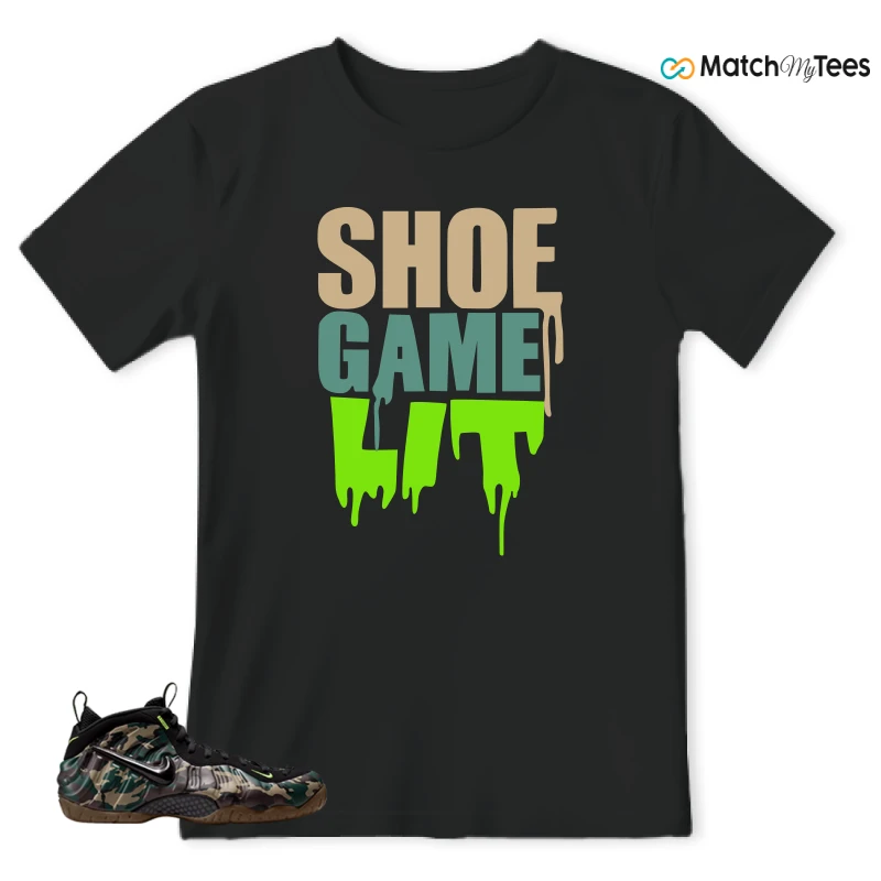 NIKE AIR FOAMPOSITE PRO GREEN CAMO SNEAKER Matching Tees t-shirt