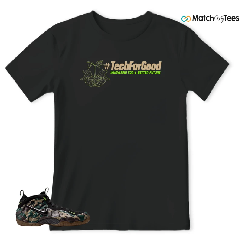 NIKE AIR FOAMPOSITE PRO GREEN CAMO SNEAKER Matching Tees t-shirt