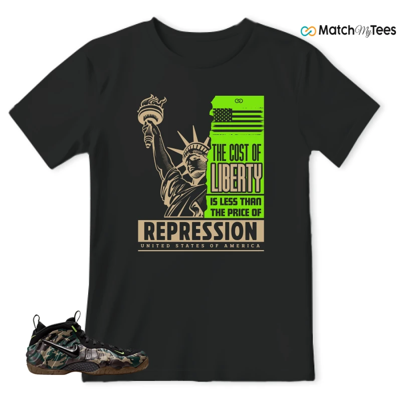 NIKE AIR FOAMPOSITE PRO GREEN CAMO SNEAKER Matching Tees t-shirt