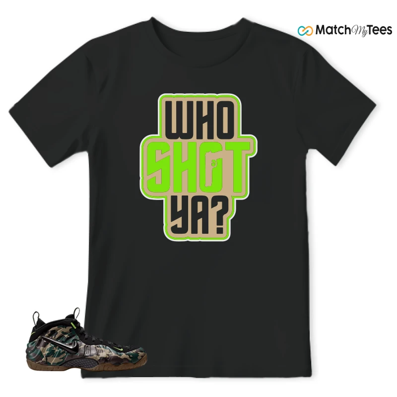 NIKE AIR FOAMPOSITE PRO GREEN CAMO SNEAKER Matching Tees t-shirt