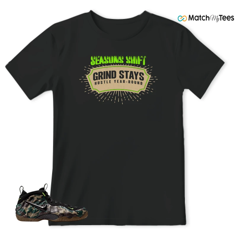 NIKE AIR FOAMPOSITE PRO GREEN CAMO SNEAKER Matching Tees t-shirt