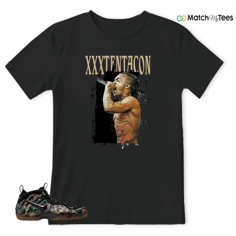 NIKE AIR FOAMPOSITE PRO GREEN CAMO SNEAKER Matching Tees t-shirt