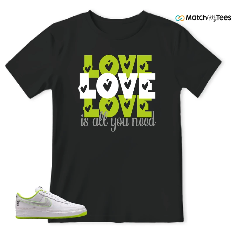 NIKE AIR FORCE 1 LOW NY VS. NY. SNEAKER/WHITE/HI-VIS GREEN matching T-shirt