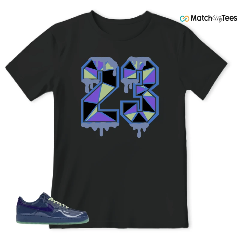 NIKE AIR FORCE 1 LOW PATENT LEATHER MYSTIC NAVY GRAPE ICE SNEAKER Matching Tees t-shirt