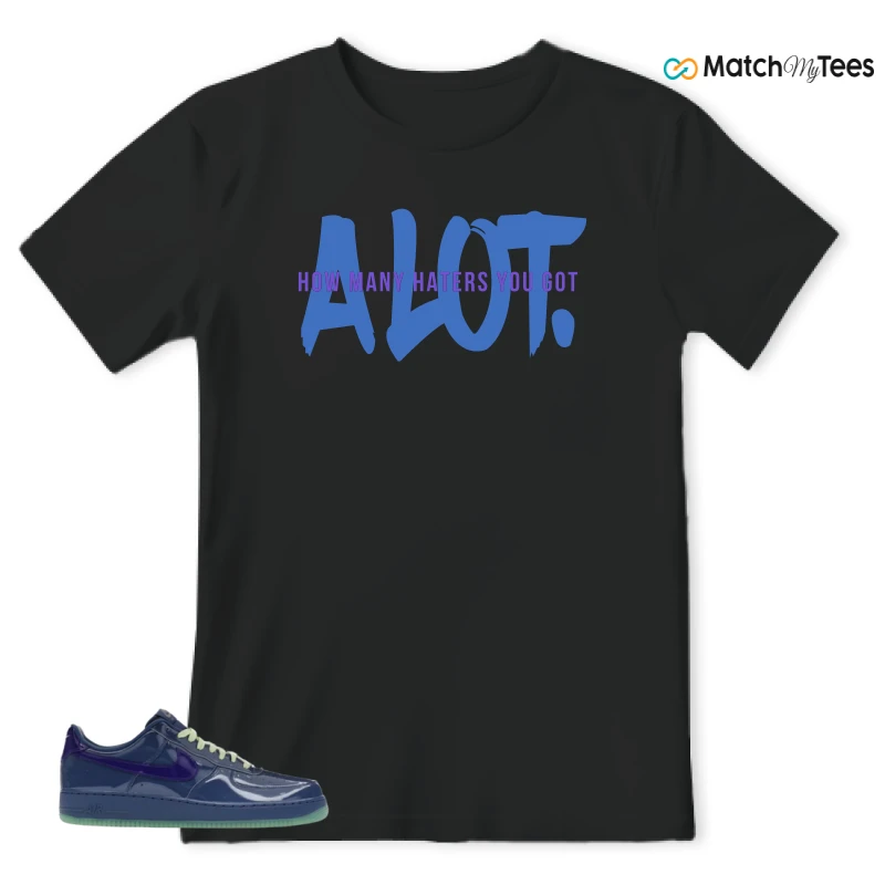 NIKE AIR FORCE 1 LOW PATENT LEATHER MYSTIC NAVY GRAPE ICE SNEAKER Matching Tees t-shirt