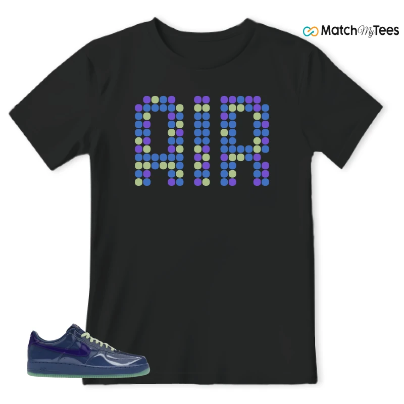 NIKE AIR FORCE 1 LOW PATENT LEATHER MYSTIC NAVY GRAPE ICE SNEAKER Matching Tees t-shirt