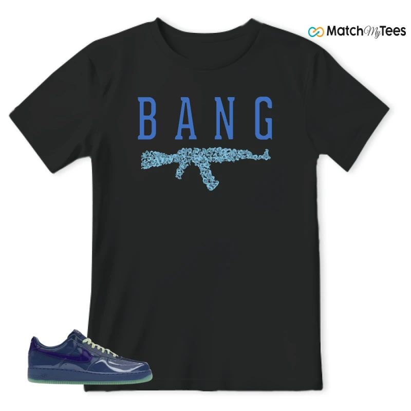 NIKE AIR FORCE 1 LOW PATENT LEATHER MYSTIC NAVY GRAPE ICE SNEAKER Matching Tees t-shirt