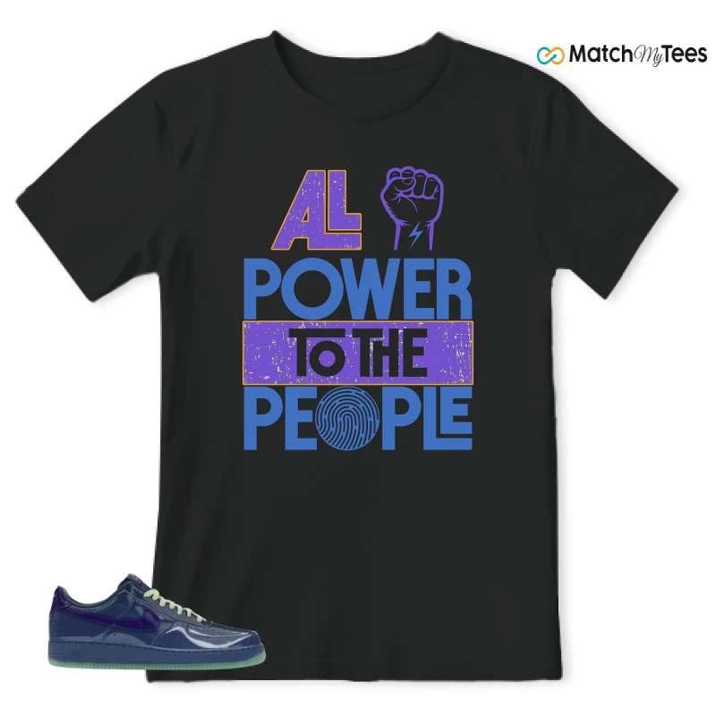 NIKE AIR FORCE 1 LOW PATENT LEATHER MYSTIC NAVY GRAPE ICE SNEAKER Matching Tees t-shirt