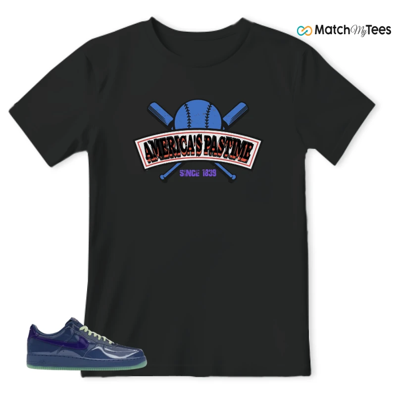 NIKE AIR FORCE 1 LOW PATENT LEATHER MYSTIC NAVY GRAPE ICE SNEAKER Matching Tees t-shirt