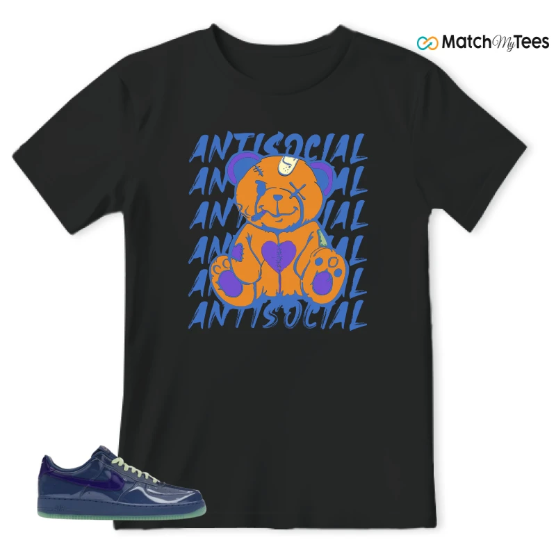 NIKE AIR FORCE 1 LOW PATENT LEATHER MYSTIC NAVY GRAPE ICE SNEAKER Matching Tees t-shirt