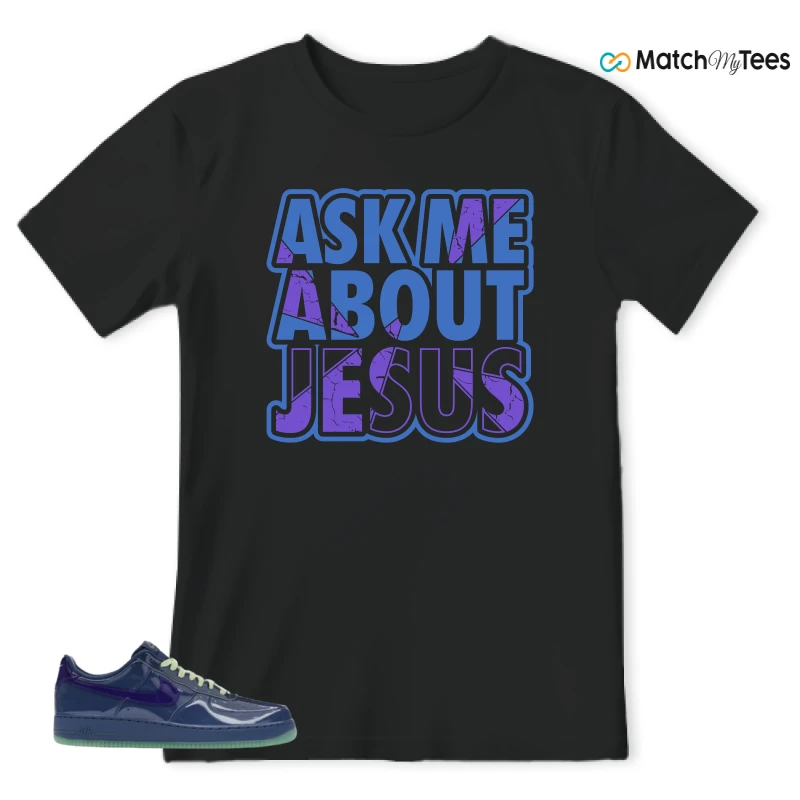 NIKE AIR FORCE 1 LOW PATENT LEATHER MYSTIC NAVY GRAPE ICE SNEAKER Matching Tees t-shirt