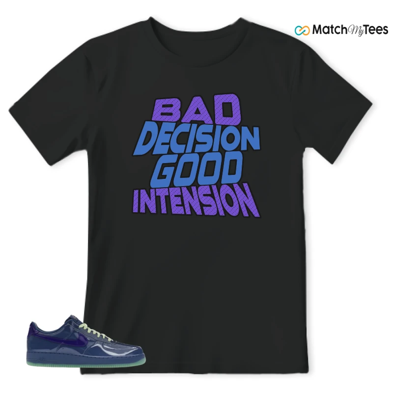 NIKE AIR FORCE 1 LOW PATENT LEATHER MYSTIC NAVY GRAPE ICE SNEAKER Matching Tees t-shirt
