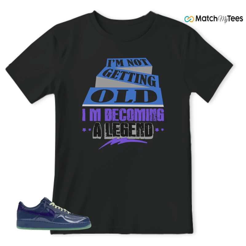 NIKE AIR FORCE 1 LOW PATENT LEATHER MYSTIC NAVY GRAPE ICE SNEAKER Matching Tees t-shirt