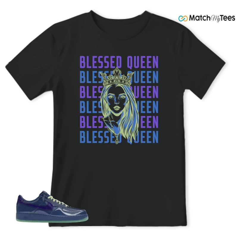 NIKE AIR FORCE 1 LOW PATENT LEATHER MYSTIC NAVY GRAPE ICE SNEAKER Matching Tees t-shirt