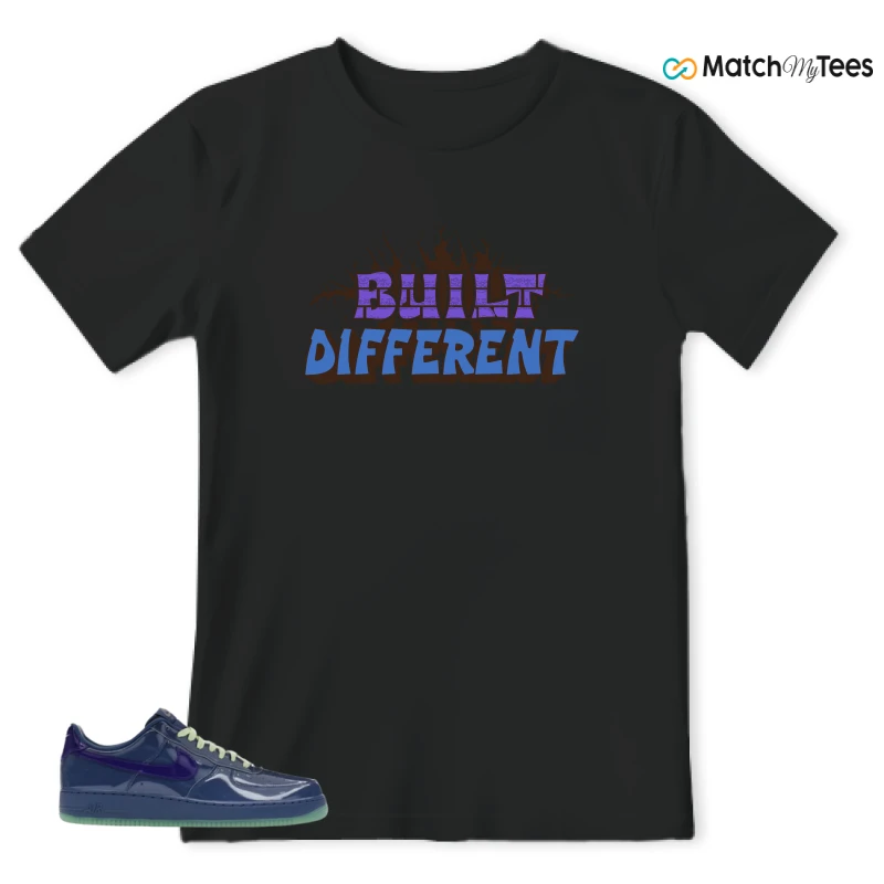 NIKE AIR FORCE 1 LOW PATENT LEATHER MYSTIC NAVY GRAPE ICE SNEAKER Matching Tees t-shirt