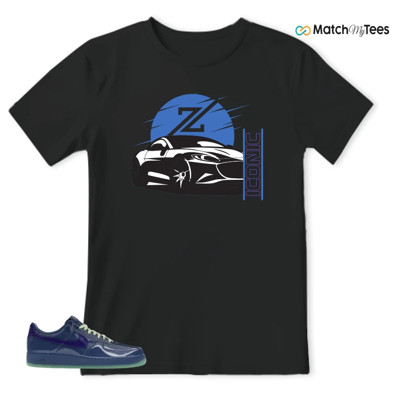 NIKE AIR FORCE 1 LOW PATENT LEATHER MYSTIC NAVY GRAPE ICE SNEAKER Matching Tees t-shirt