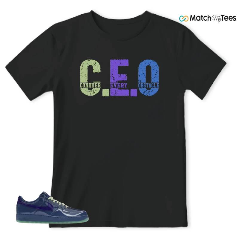NIKE AIR FORCE 1 LOW PATENT LEATHER MYSTIC NAVY GRAPE ICE SNEAKER Matching Tees t-shirt